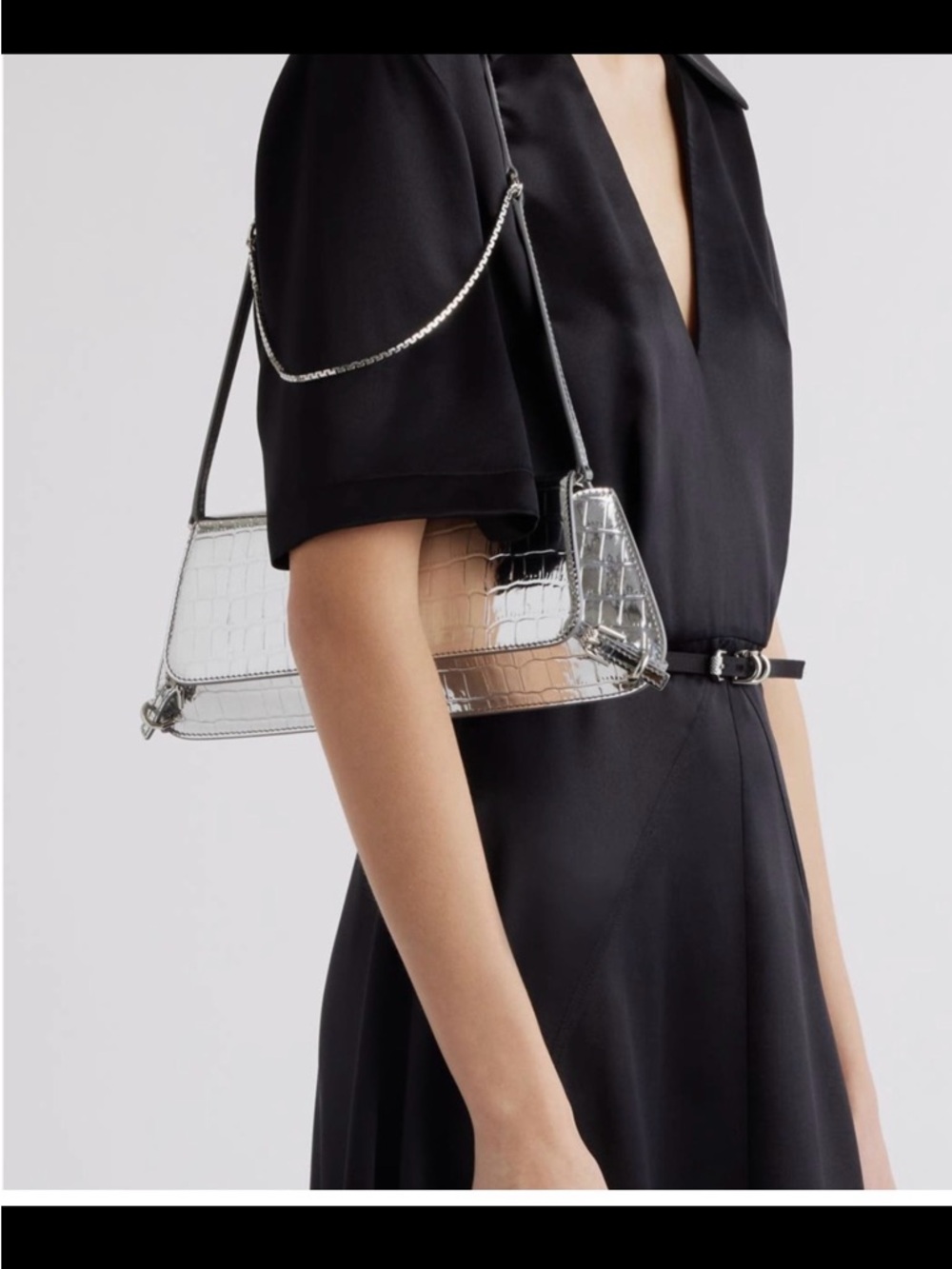 Givenchy Silver Croc-Effect Shoulder Clutch - Picture 5 of 5